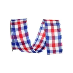 JAM Paper 1.5" x 10yd. Americana Check Wired Ribbon
