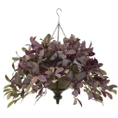 23" Fall Laurel Leaf with Berries Hanging Basket