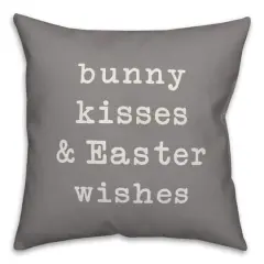Gray Bunny Kisses & Easter Wishes Throw Pillow