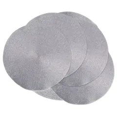 DII&reg; Round Plastic Woven Placemats, 6ct. Silver