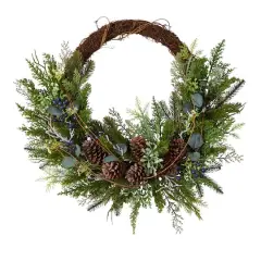 30" Pine & Pinecone Christmas Wreath on Twig Ring