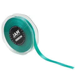 JAM Paper 3/8" x 25yd. Double Faced Satin Ribbon Teal Blue