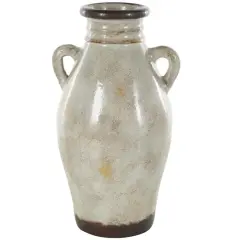 18" Cream Ceramic Antique Style Amphora Vase
