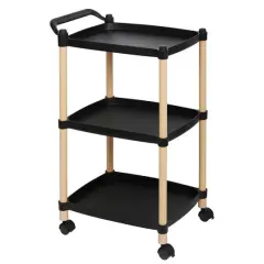Black 3-Tier Utility Cart with Wheels