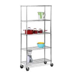 Honey Can Do 5-Tier Chrome Shelving Unit with Casters
