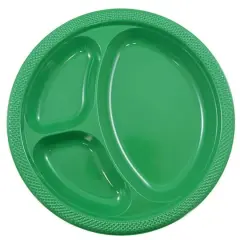 JAM Paper 10.25" Divided Plastic Party Plates, 20ct. Green