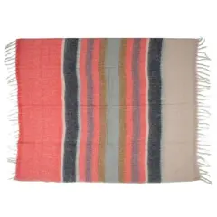 Hello Honey&reg; Pink & Blue Striped Acrylic & Wool Throw Blanket