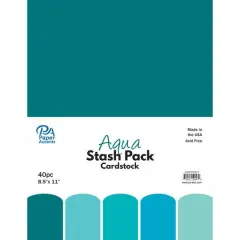 PA Paper&trade; Accents Aqua Stash Pack 8.5" x 11" Cardstock, 40 sheets