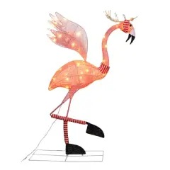 Haute Decor 3.5ft. LED Lighted Reindeer Flamingo