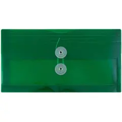 JAM Paper #10 Plastic Envelopes with Button & String Tie Closure, 12ct. Green