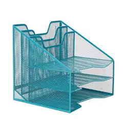 Mind Reader 5-Compartment Desk Organizer Turquoise