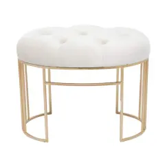 24" Velvet & Metal Glam Bench White