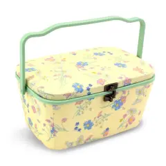 Dritz&reg; Large Yellow Floral Oval Sewing Basket