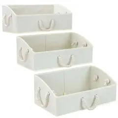 Sorbus 20" Trapezoid Storage Box with Cotton Rope, 3ct. Beige