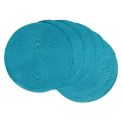 DII&reg; Round Plastic Woven Placemats, 6ct. Baja Blue