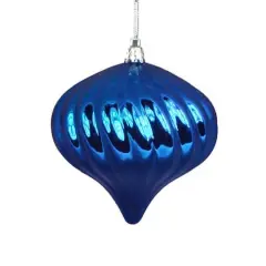 4ct Shiny Lavish Blue Swirl Shatterproof OnionOrnaments