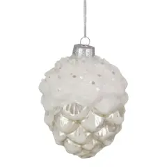 3.5" Silver Frosted Pine Cone Glass Christmas Ornament