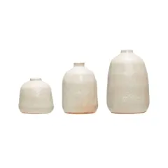 Hello Honey&reg; Light Gray Terracotta Vases with Pitted Sand Finishes Set