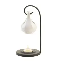 7.5" White Porcelain Tear Drop Tea Candle Oil Warmer