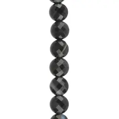 Black Faceted Agate Round Coin Beads by Bead Landing&trade;