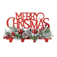 Glitzhome&reg; 14.5" Merry Christmas Metal Stocking Holder