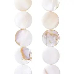 White Natural Shell Lentil Round Beads, 25mm by Bead Landing&trade;