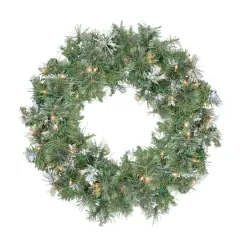 30" Pre-Lit Snow Mountain Pine Artificial Christmas Wreath