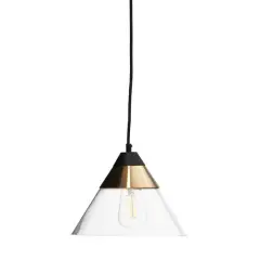 Hello Honey&reg; Robert Stevenson Lighting Theo 10" Matte Black & Brushed Metal Ceiling Light Black/Brass