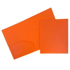 JAM Paper Heavy Duty Plastic 2 Pocket File Folder Orange
