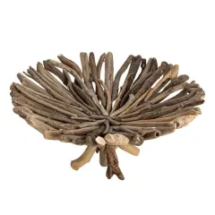 Hello Honey&reg; 18" Natural Round Handmade Driftwood Footed Tray