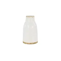 Set of 2 White Porcelain Contemporary Vase, 7" x 12"