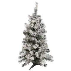 3ft. Pre-Lit Heavy Flocked Pine Artificial Christmas Tree, Warm White LED Lights