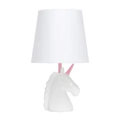 Simple Designs 15.5" Unicorn Table Lamp White/Pink Glitter