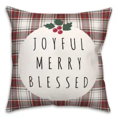 Joyful Merry Blessed 18x18 Throw Pillow