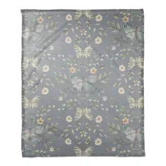 Butterfly Pattern Coral Fleece Blanket Blue