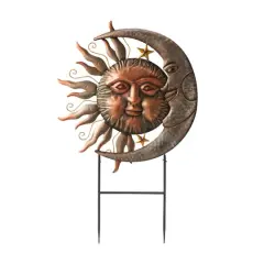 Glitzhome&reg; 3ft. Metal Sun & Moon Yard Stake or Wall D&eacute;cor