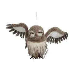 Hello Honey&reg; 10.75" Brown Faux Fur & Feather Flying Owl Ornament