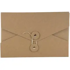 JAM Paper Natural Kraft Portfolio with Button and String Tie Closure 5.5" x 8.5"