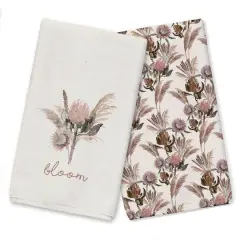 Bloom Protea Tea Towel Set Cream
