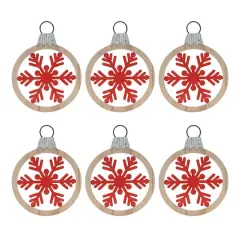 10.5" Red Snowflake in Frame Ornaments, 6ct.
