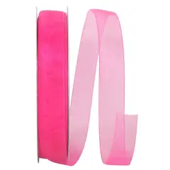JAM Paper 7/8" x 100yd. Chiffon Mono Sheer Ribbon Shocking Pink