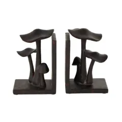 7.5" Dark Brown & Copper Mushroom Decorative Bookends, 2ct.