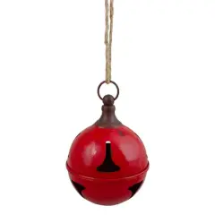 7" Red Metal Jingle Bell Hanging Christmas Decoration