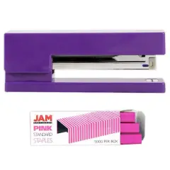 JAM Paper Desk Stapler & Staples Set Purple/Pink