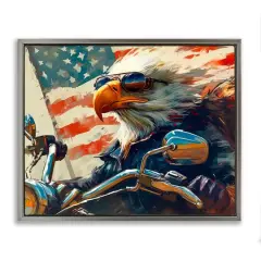 Stupell Industries Patriotic Bald Eagle Floater Framed Art Gray