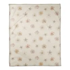 Florals Coral Fleece Blanket White