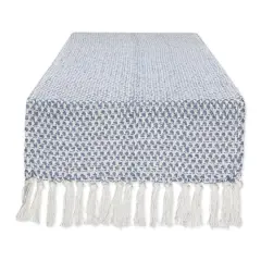 DII&reg; 108" Woven Fringed Table Runner Stonewash Blue