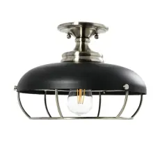 Hello Honey&reg; 13" Wide Caged Dome Metal Semi-Flush Mount Ceiling Light Brushed Nickel and Matte Black