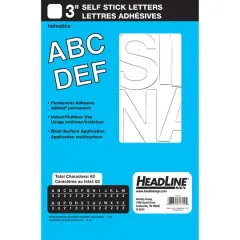 Headline Sign&reg; White Helvetica Capital Letters Vinyl Stickers, 3''