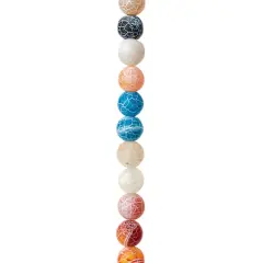 Matte Multicolor Crackled Agate Round Beads, 8mm by Bead Landing&trade;